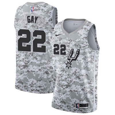 Nike San Antonio Spurs #22 Rudy Gay White Camo NBA Swingman Earned Edition Jersey Men's